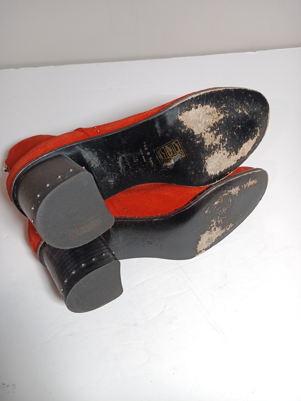 Rag & Bone Red Willow Suede Leather Studded Ankle Boots Size 40 US 10 - Picture 7 of 7
